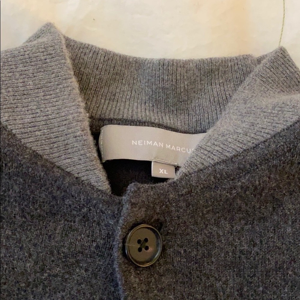 Neiman Marcus grey cardigan cotton and cashmere